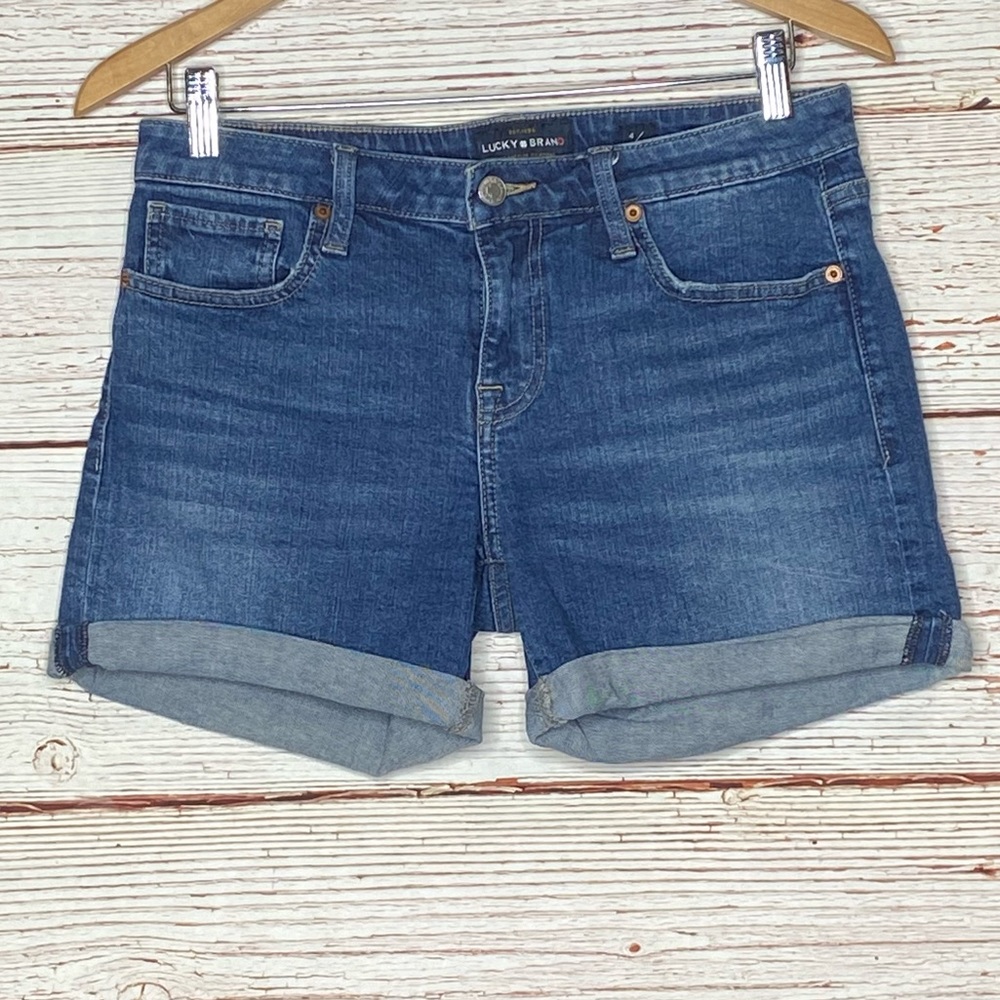 Lucky Brand Jeans The Roll Up Denim Shorts Sz 4 27 - Picture 3 of 9